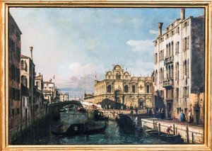 Rio dei Mendicanti og Scuola di San Marco (olie på lærred) af Bernardo Bellotto