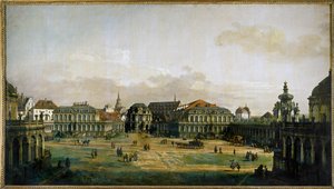 Zwingerhof i Dresden, Tyskland (olie på lærred) af Bernardo Bellotto