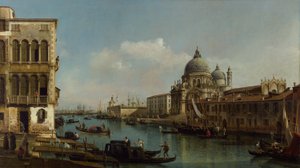 Udsigt over Canal Grande: Santa Maria della Salute og Dogana fra Campo Santa Maria Zobenigo, ca. 1743 (olie på lærred) af Bernardo Bellotto