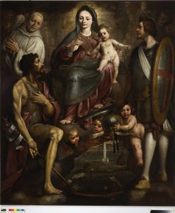 Bernardo Castello og de hellige George og Battista går i forbøn hos Vor Frue for byen Genova