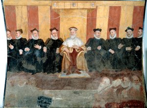 Dogen af ​​gener Giacomo Durazzo Grimaldi (ca. 1503-1579) omgiver med Senators Fresco af Bernardo Castello (1557-1629) 1500-tallets gener, Museo di Sant 