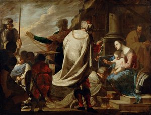 Tilbedelse af de hellige tre konger af Bernardo Cavallino