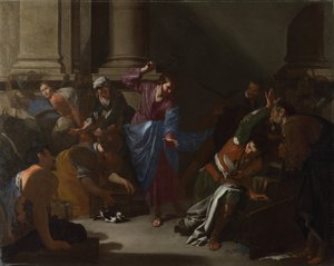 Kristus driver de handlende fra templet, ca. 1645 af Bernardo Cavallino