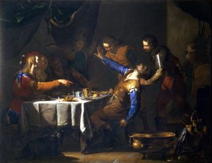Mordet på Amnon af hans bror Absalom (olie på lærred)