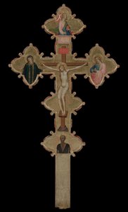 Bærbar, dobbeltsidet Cross recto, 1335-1340 af Bernardo Daddi