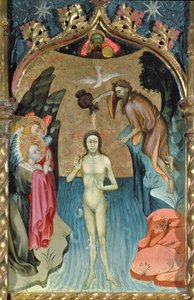 Altertavle, der forestiller Jesu dåb af Johannes Døberen fra kirken Cabrera