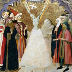 The Martyrdom of St Eulalia, detalje fra predellaen af en altertavle fra Vic Cathedral, af Bernat Martorell (ca. 1400-1452), malet på træ. catalansk gotisk kunst.