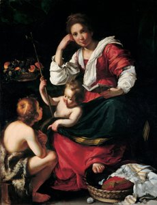 Madonna og barn med Johannesbarnet af Bernardo Strozzi