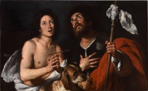Saints Roch og Sebastian. af Bernardo Strozzi
