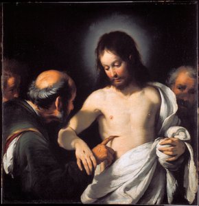 The Incredulite of St. Thomas Maleri af Bernardo Strozzi (1581-1644) Mål 101 x 97,5 cm Gener, Musei di Strada Nuova (tidligere Palazzo Bianco) af Bernardo Strozzi