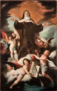 The Triumph of Saint Therese of Jesus or Avila (1515-1582), Spanish Mystic and Carmelite (Triumph of St Teresa of Avila) Maleri af Bernardo Strozzi (1581-1644) 17. århundrede - Genes Musei di Strada Nuova inv n PB 49