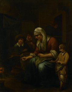 Kvinde laver pandekager af Bernardus van Schijndel