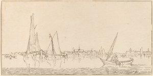 Flod med by, 1775. af Bernhard Schreuder