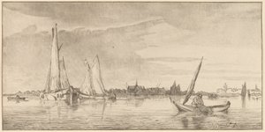Flod med by, 1775. af Bernhard Schreuder