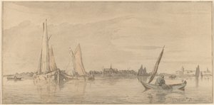 Flod med by, 1775. af Bernhard Schreuder