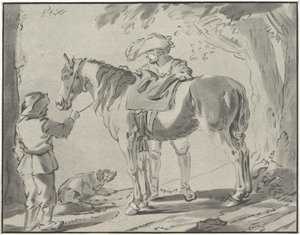 To mænd ved en hest