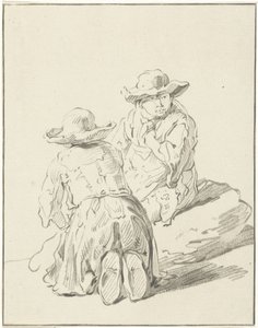 To drenge, der sidder på jorden af Bernhard Schreuder