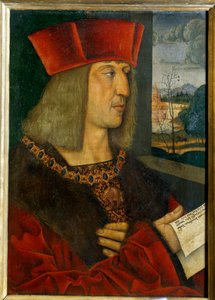 Portræt af kejser Maximilian I (1459-1519) Maleri af Bernard Strigel (1460-1528) 1400-tallet. Dimension 0,38 x 0,28 m
