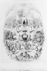Mad: madlavning og forskellige måder at tilberede mad på i Brillat - Savarin illustreret af Bertall. Paris 1840.
