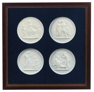 Et sæt af fire reliefstøbte plaques, sent i det 20. århundrede (gips) af Bertel (after) Thorvaldsen