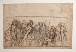 Agamenoner kæmper med Achilles. Dåbsskrifttype af Bertel Thorvaldsen