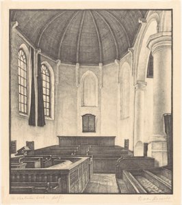 Waalsche Kerk i Delft (original titel på objekt) af Bertha van Hasselt (signed by artist)