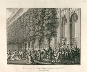 Forslag fremsat i Palais Royal af Camille Desmoulins den 12. juli 1789 af Berthault