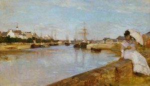 Fransk: Vue du petit port de Lorient Havnen i Lorient af Berthe Morisot