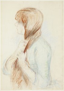 Pige, der fletter sit hår (La Natte) af Berthe Morisot