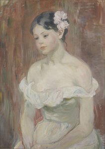 Pige med decollete Blomsten i hår af Berthe Morisot