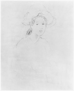 Hoved af en kvinde (Verso) (se 383972 Recto) 1893 af Berthe Morisot