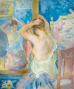 Foran spejlet, ca. 1890 (olie på lærred) af Berthe Morisot