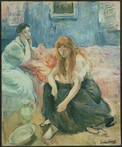 Unge kvinder ved deres toilet (titel givet af kunstneren) af Berthe Morisot