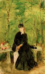 Kunstnerens søster Edma sidder i parken af Berthe Morisot