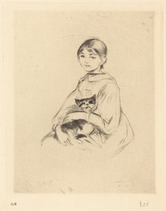 Lille pige med kat af Berthe Morisot