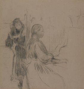Studie for La Musique, 1893 (kul på lagt papir) af Berthe Morisot