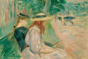 På en bænk i Bois de Boulogne af Berthe Morisot