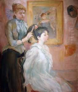 The Coiffure (olie på lærred) af Berthe Morisot