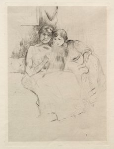 Tegneundervisningen (Berthe Morisot tegner med sin datter) af Berthe Morisot