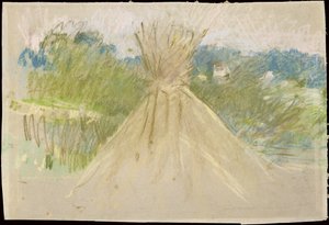 Den lille høstak, 1882 (pastel på papir) af Berthe Morisot