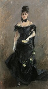 Kvinde i sort eller før teatret, 1875 af Berthe Morisot
