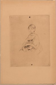 Ung pige med en kat, ca. 1888 (radering) af Berthe Morisot