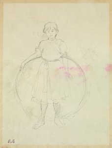 Ung pige med en bøjle, 1888 (grafit på papir) af Berthe Morisot