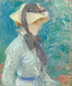 Ung kvinde med stråhat af Berthe Morisot