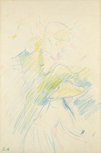 Ung pige i haven, 1888 (farveblyant på papir) af Berthe Morisot