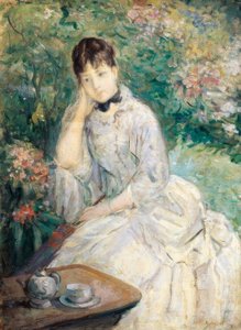 Ung kvinde siddende på en sofa, af Berthe Morisot
