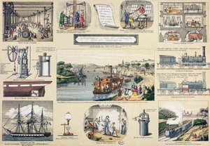 History of Steam, illustration til en pædagogisk lærebog, midten af det 19. århundrede af Bertmont