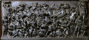 Battle between Romans and Barbarians (bronze) - Battle of the Romans and Barbarians (Battle of the Horsemen). Bronze reliefstrømper lavet af Bertoldo di Giovanni (1420-1491)