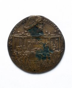 Medalje, der forestiller Pazzi-sammensværgelsen. Lorenzo de 