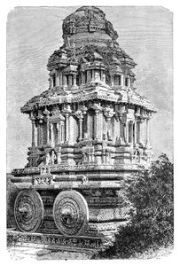 Ruiner af et tempel i Hampi, Indien, 1895.
